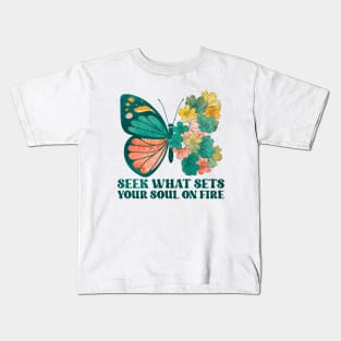 Soul on Fire butterfly flowers Kids T-Shirt